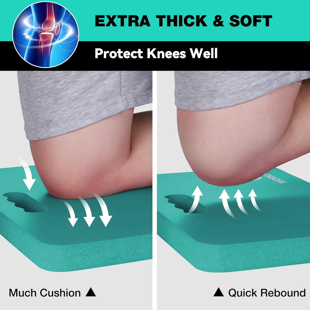 WORKPRO Extra Thick Kneeling Pad, 2-Pack, Soft Foam Cushioning for Knee, Large Foam Kneeler Mat for Gardening, Bathing Baby, Workout Supplies, 17.5 x 11 x 1.5 in, Robin's egg Blue