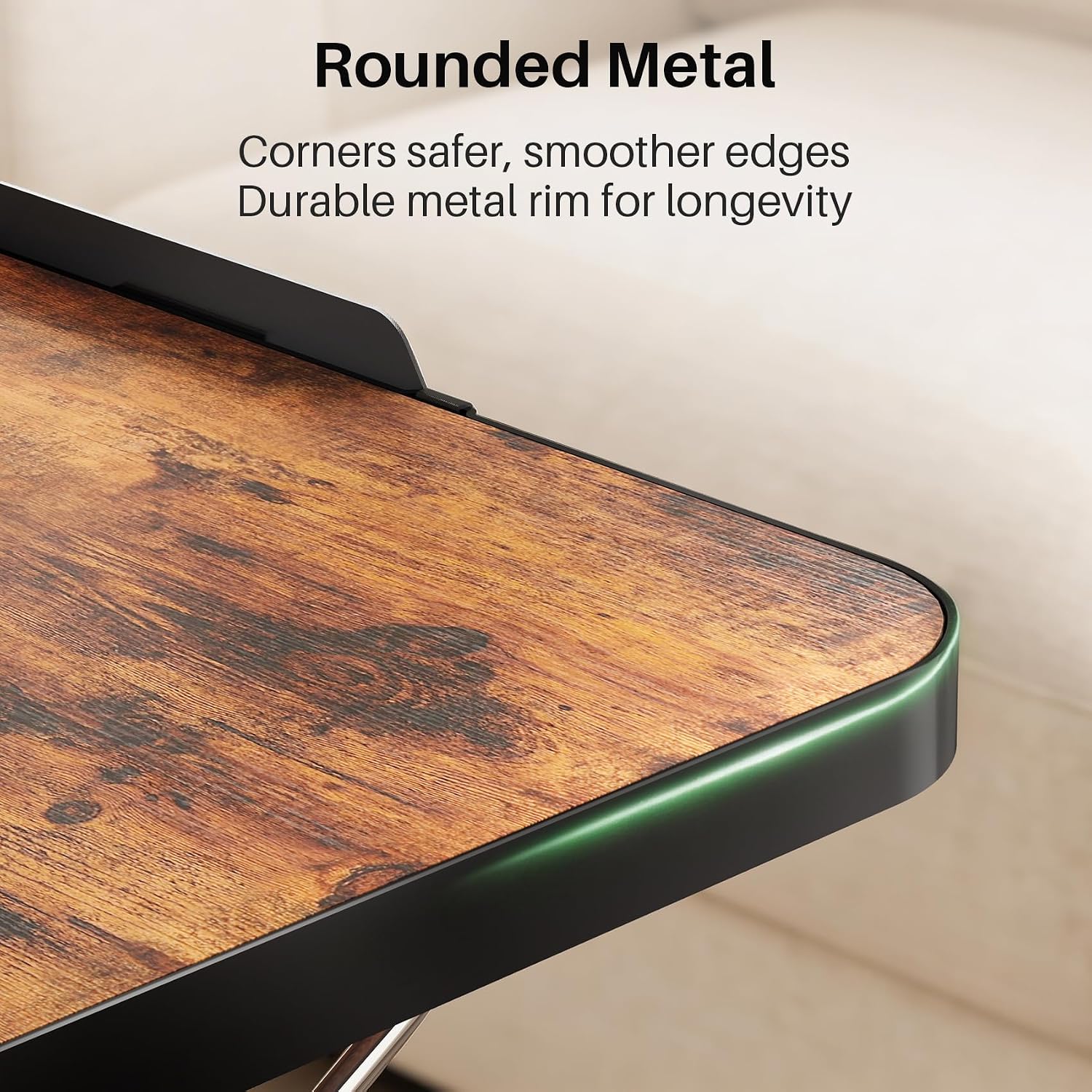 Kitstorack Large Adjustable TV Tray Table with Tilting Tabletop for Couch | Device slot, rotatable cup holder, magnetic edge stopper, folding design, for bed, laptop work, dining, gaming