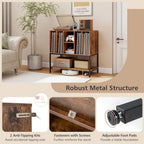 Giantex Record Player Stand with Charging Station, Turntable Stand with Storage Shelves Hold Up to 150+ Albums, Record Player Table with Metal Frame, Vinyl Record Storage for Music Living Room, Brown