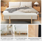 Zesthouse Solid Wood Bench for Bedroom, 55'' Upholstered Linen Fabric End of Bed Bench Queen Size, Modern Wooden Entryway Bench with Rubberwood Leg & Padded Cushion, Long Ottoman Bench Seat Indoor