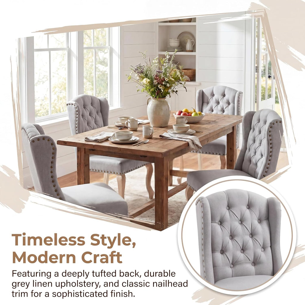 chairus Tufted Upholstered Parsons Dining Chairs Set of 4, Grey