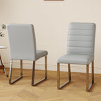 Hommoo Dining Chairs Set of 4, Faux Leather Upholstered Kitchen Chairs, Padded Seat Armless Dining Room Chair with Metal Leg, Modern Dinner Chair for Restaurant Living Room Grey