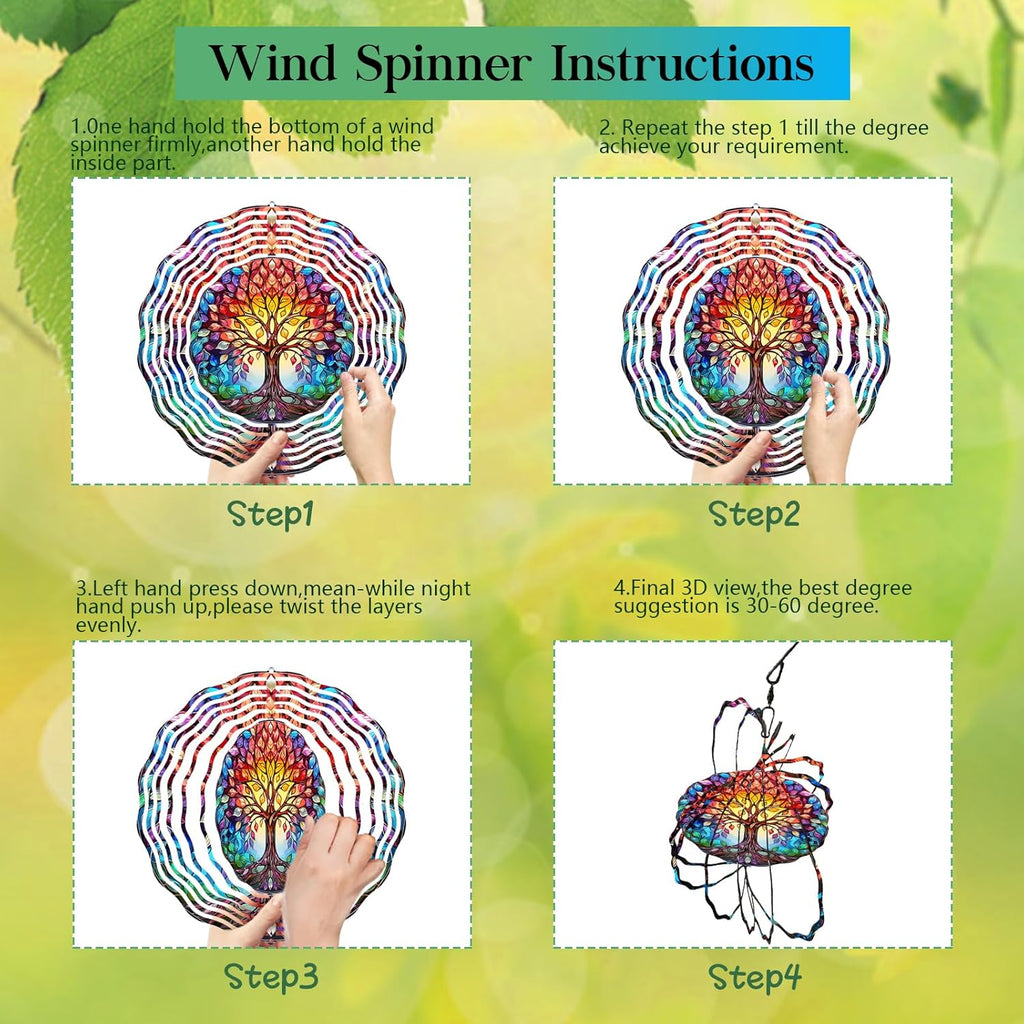 Tree of Life Wind Spinner,3D Frosted Wind Spinners Hanging for Yard and Garden Gift Tree of Life Wind Sculptures,10" Hanging Tree of Life Wind Spinner Made of Tough Steel Plate