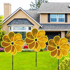 4PCS Flower Wind Spinner Sparkly Lawn Pinwheel 11.8 inch Yellow Garden Windmill for Garden, Party, Outdoor, Yard Decor