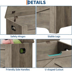 GAOMON Storage Chest, Storage Bench with Safety Hinge, Farmhouse Style Wooden Trunk for Entryway, Bedroom, Living Room, Washed Grey