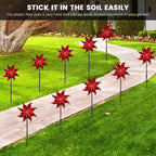 10 PCS Reflective Pinwheels for Yard and Garden Bird Devices Pre-Installed Sparkly Wind Spinner Deterrent to Scare Birds Away from Yard Patio Farm (Red)