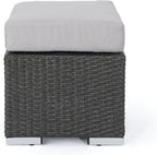 Christopher Knight Home Santa Rosa Outdoor 16" Wicker Ottoman Seat with Water Resistant Cushion, Grey / Silver