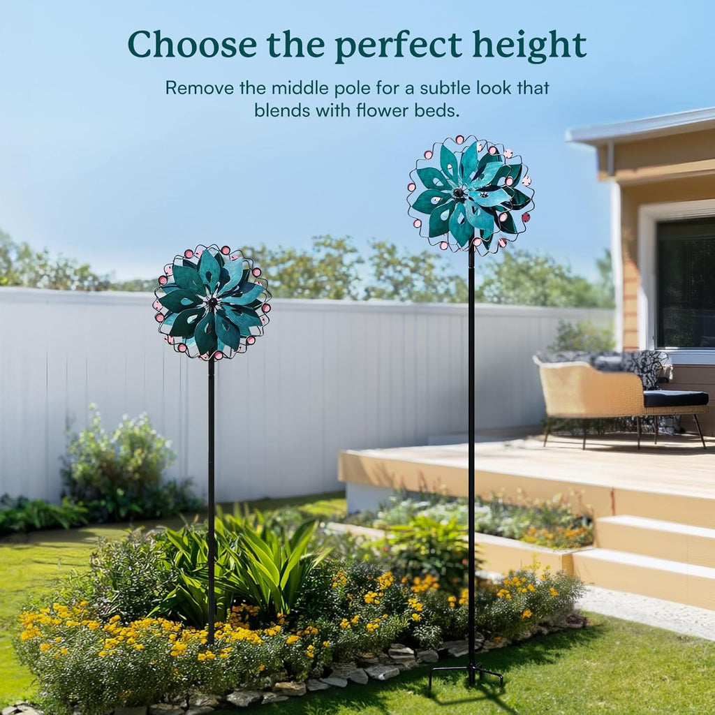 Wind Spinners Outdoor - Metal Garden Wind Spinner with Stake, Windmill for Yard, Gift for Family Friends, 13'' W x 70.5'' H