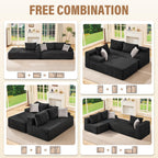 Hobestluk Couch Modular Sectional Sofa L-Shape Lounge Cloud Couch | Memory Foam,Washable Cover,No Assembly,Non-slip Base,Small Sectional Couches for Living Room | 96" Left Facing Chaise Black