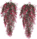 RECUTMS Hanging Fake Vine Plants 4 Pcs Artificial Large Garland Faux Flower Ferns Plant Baby Breath Ivy Room Wall Decor Home Office Garden Wedding Party Indoor Outdoor Decor (Pink)
