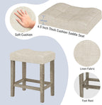allamazing 4-Piece Counter High Bar Table Set with Socket and 3 Fabric Padded Bar Stools, Tall Kitchen Breakfast Nook with Stool (1+3 Natural)