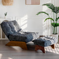 MAXYOYO Accent Chair with Ottoman, Lounge Chair with Adjustable Backrest | Tufted Living Room Chair Upholstered Lounge Chair with Footrest Set, Modern Chair for Reading Room, Dark Grey