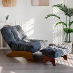 MAXYOYO Accent Chair with Ottoman, Lounge Chair with Adjustable Backrest | Tufted Living Room Chair Upholstered Lounge Chair with Footrest Set, Modern Chair for Reading Room, Dark Grey