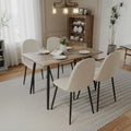 Small Dining Table Set for 4, Modern Kitchen Table Set for 4, 5 Piece Wooden Dining Table Set, 47'' Kitchen Table Set with 4 Fabric Dining Chairs Ideal for Small Spaces