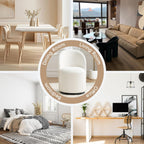 360 Degree Swivel Barrel Chair, Mid Century Modern Round Velvet Dining Chair Comfy Upholstered Accent Chair Makeup Vanity Side Chair for Kitchen & Dining Room Living Room Bedroom (Cream)