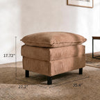 YDN 35.4" Square Cloud Couch Ottoman, Modern Ottoman for Modular Sectional Sofa, Footrest and Seat Cube for Living Room Bedroom, Office, Apartment, Khaki