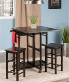 Winsome Suzanne Kitchen Table Set with Stools, Coffee, 33" | Convenient Sturdy Mobile Kitchen & Dining Room Table & Chairs with Storage for Small Spaces, Dorms, Apartments
