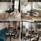63''Dining Table for 4-6,Modern Sintered Stone Dining Table,Kitchen Tables for 4-6 with Aluminum Alloy Edge&Metal Base,Rectangular Dinner Eating Tables for Restaurants/Dining Room/Marble Black Gold