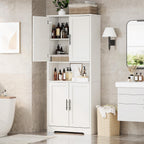 Kitchen Pantry Cabinet, 70in Tall White Storage Cupboard with Doors and Adjustable Shelves, Freestanding Stand Alone Wood Furniture Hutch for Living Room, Bathroom, Home Organization