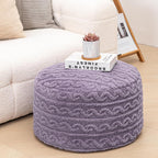 Pouf Ottoman Stuffed 20x20x12 Inches Floor Pouf Plush Fiber Ottoman Foot Rest Under Desk Foot Stool for Living Room Bedroom (Purple)