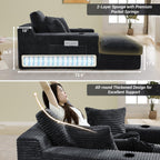 49" x 76" Corduroy Chaise Lounge, Cup Holders, Dark Gray | Super-oversized corduroy chaise with deep sleeper seating and built-in cup holders for reading, lounging, or overnight rest.