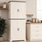 COSIEST 72'' Kitchen Pantry Cabinet, Tall Kitchen Storage Cabinet with Organizer, Drawer and Adjustable Shelves, Freestanding Cupboard, Storage Cabinets for Kitchen, Dining Room, Off White