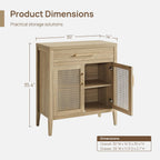SICOTAS 30" Kitchen Sideboard Buffet Cabinet with Storage, Modern Farmhouse Coffee Bar Table with Adjustable Shelf & Gold Mesh Doors, Storage Cabinet with Drawer for Living Room Entryway, Light Walnut