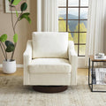 VINGLI Mid-Century Modern Swivel Accent Chair, 360°Upholstered Armchair, Home Sofa with Track Arms for Living Room, Bedroom, Reading Room, Club Swivel Chair,Chenille Beige