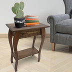 Peaceful Classics Wooden End Table- Amish Handmade Slim Side Table for Living Room, Bedroom, Entry Way, & Hallway, Thin Narrow End Table with 2-Tiered Shelves for Display & Storage (Special Walnut)