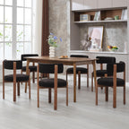 Okeysen Modern Dining Chairs Set of 4, Round Upholstered Armless Kitchen Chairs with Wood Legs Adjustable Foot, Mid Century Boucle Dining Chairs for Dining Room(Black)