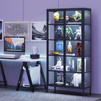 71" H Display Cabinet with Glass Doors,Display Case with LED Sensor Lights,Glass Display Cabinet with Adjustable Shelves and Feet,Display Cabinets for Living Room/Bedroom/Kitchen