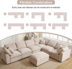 KIVENJAJA 130.3" Oversized Modular Sectional Cloud Sofa Couch, Beige