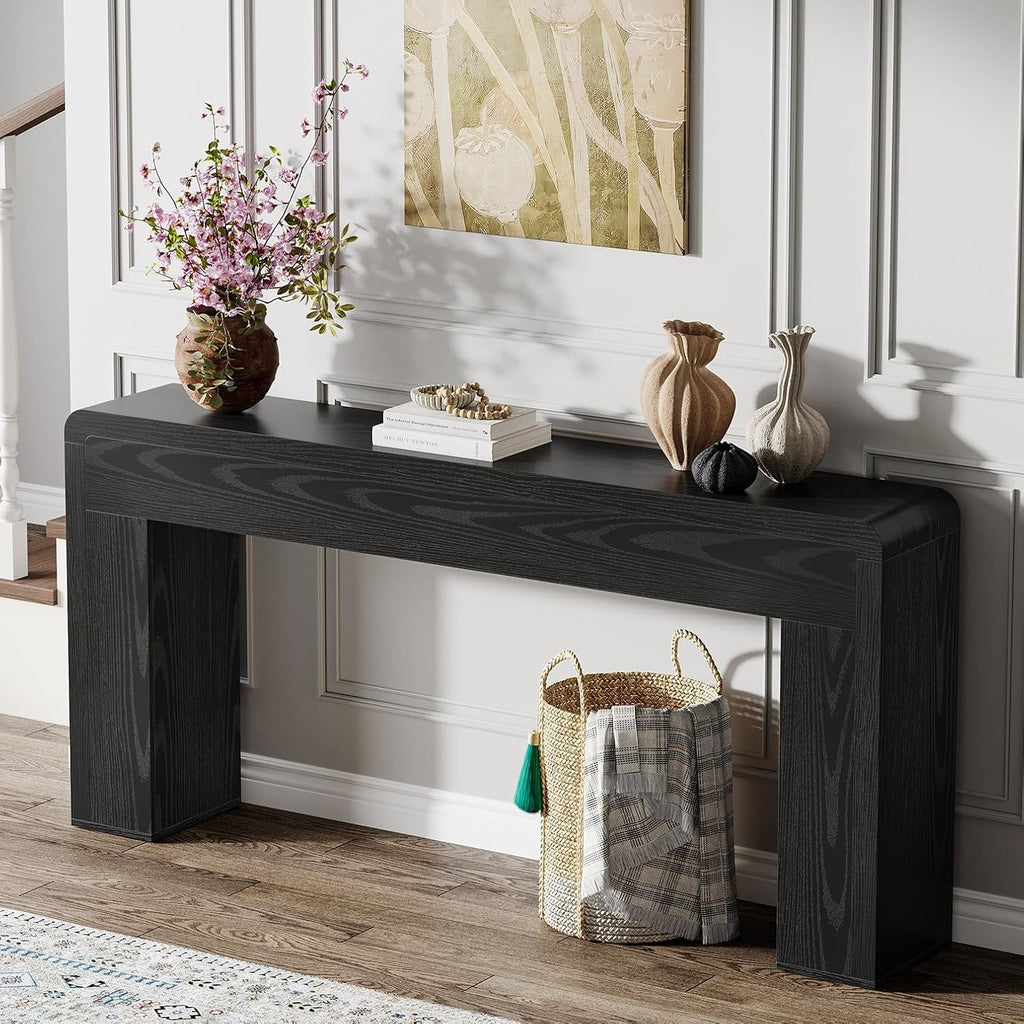 Tribesigns 70.9-Inch Extra Long Console Table | Rustic Wooden Sofa Table Behind Couch, Farmhouse Entryway Console for Living Room, Entryway, Hallway, Foyer (Black)