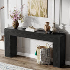 Tribesigns 70.9-Inch Extra Long Console Table | Rustic Wooden Sofa Table Behind Couch, Farmhouse Entryway Console for Living Room, Entryway, Hallway, Foyer (Black)