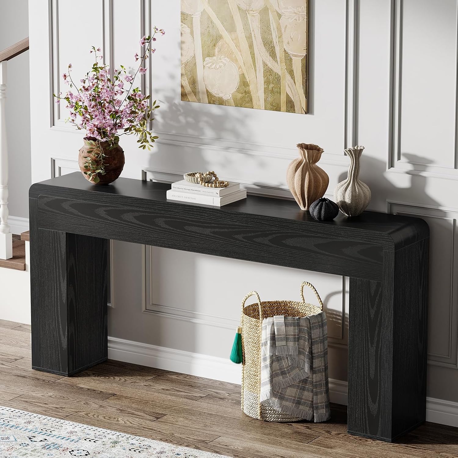 Tribesigns 70.9-Inch Extra Long Console Table | Rustic Wooden Sofa Table Behind Couch, Farmhouse Entryway Console for Living Room, Entryway, Hallway, Foyer (Black)