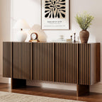 ONBRILL 63" Fluted Sideboard Cabinet with Storage Adjustable Shelves Walnut