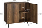 Smuxee Fluted Sideboard Cabinet, Freestanding Walnut Buffet Cabinet with Adjustable Shelf, Wood Storage Cabinet for Living Room, Entryway, Hallway