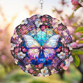 Butterfly Wind Spinner, 3D Hanging Stainless Steel Garden Spinner, Wind Spinner Hanging for Outdoor & Indoor Décor, Unique Gifts for Yard Garden Decoration or Patio Décor (Butterfly)
