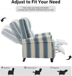 Recliner Chair, Modern Pushback Armchair with Adjustable Backrest & Footrest for Bedroom, Living Room, Navy Blue Stripe,Set of 1