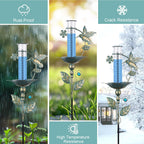 Rain Gauge Outdoor Decorative Hummingbird 7" Metal Rain Gauges Glass Tube | for Yard Garden,Pathway, Patio Freeze Proof Height Adjustable, Metal Water Gauge for Rain
