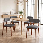 Solid Wood Dining Chairs Set of 4, Mid‑Century Modern Square Seat Cushion Chairs with Extra‑Thick 1.6" Legs and Curved Back, Heavy‑Duty Kitchen & Dining Room Chairs, Dark Grey