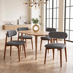 Solid Wood Dining Chairs Set of 2, Mid‑Century Modern Square Seat Cushion Chairs with Extra‑Thick 1.6" Legs and Curved Back, Heavy‑Duty Kitchen & Dining Room Chairs, Dark Grey