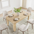 GarveeHome Farmhouse Dining Table for 4-6 People, 63 in Long Kitchen Tables with Wooden Sturdy Frame, 5 ft Large Rectangular Dinner Table for Dining Room, Kitchen, Natural, 63" Non-extendable