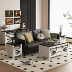 VFK Farmhouse End Table with Charging Station, 18.1" Narrow Side Table for Living Room, Sofa End Table with Storage Cabinet & Open Shelf, Nightstand with 2 USB Ports and 2 AC Outlets