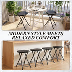 Novabright 6 Pack Portable Folding Stool with Handle, Sturdy Round Collapsible Chair, 18.9 Inch Thickened Steel Frame, Indoor and Outdoor Seating for Adults, Black