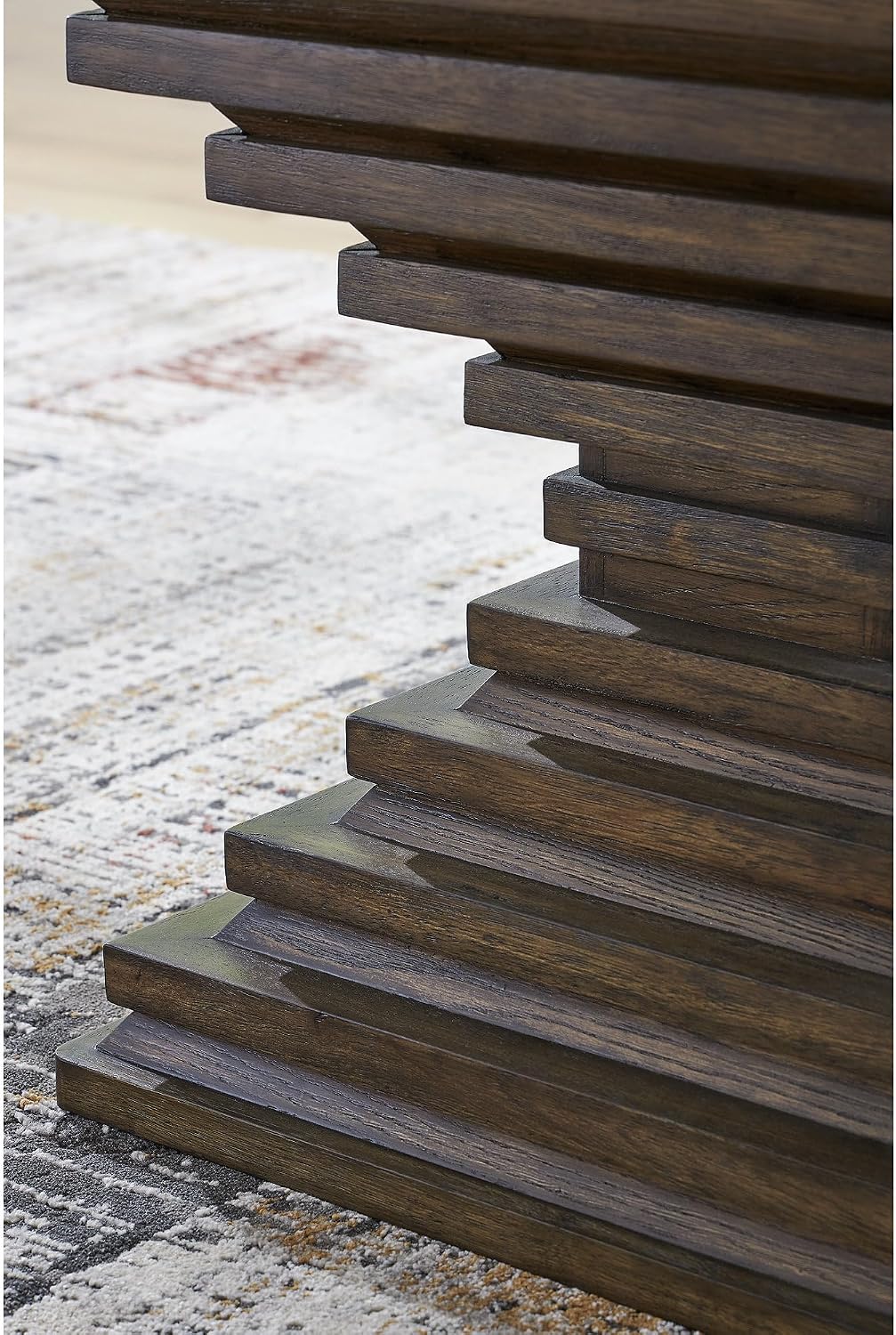 Signature Design by Ashley Hannodream Modern End Table with Architectural Geometry Design, Dark Brown