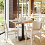Flash Furniture Naples Commercial Solid Wood Dining Chair, Curved Backrest, Sturdy Mortise and Tenon Construction, Antique White