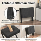 BAMBOOHOMIE Foldable Foot Stool Ottoman, Small Padded Foot Rest with Bamboo X-Legs, Portable Folding Leg Rest for Living Room Bedroom Office, Soft Foam Cushion Step Stool for Couch & Armchair (Black)