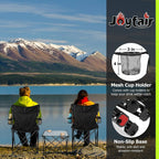 Joyfair Camping Lawn Chairs & Table Set, Large Beach Chairs for Outside | Portable Folding Camp Chair for Adults, Heavy Duty Foldable Design for Outdoor Backpacking Fishing Sport, with Carry Bag