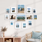 Vittanly 14 Pack Picture Frames Collage Wall Decor, Gallery Wall Frame Set with 2Pcs 11x14, 6Pcs 8x10 and 6Pcs 5x7 Photo Frames, Picture Frame Set for Wall Collage or Tabletop Display, White